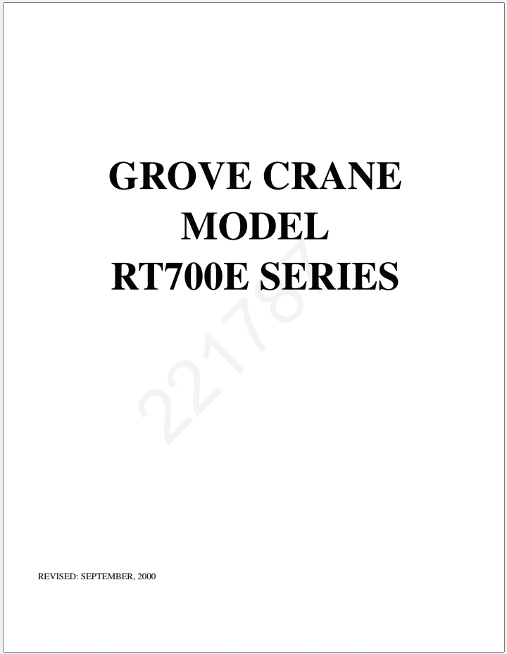 Grove RT750E Crane Schematic, Operator, Parts and Service Manual