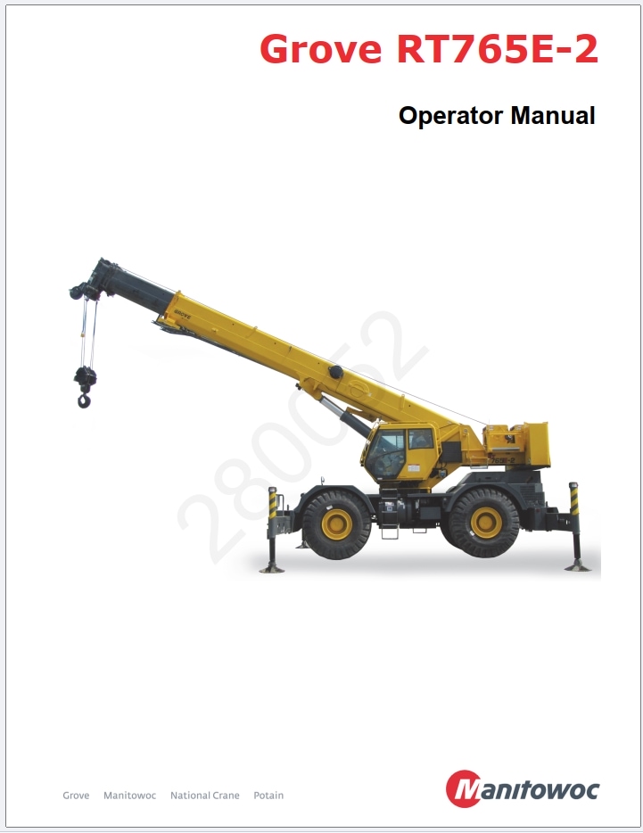 Grove RT765E-2 Crane Schematic, Operator, Parts and Service Manual