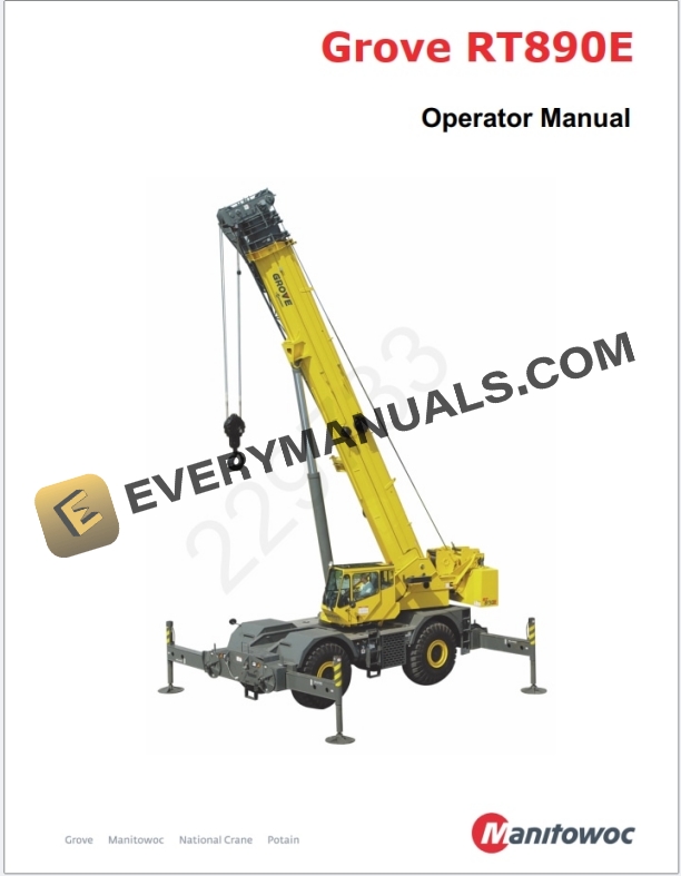 Grove RT800E Crane Schematic, Operators, Parts and Service Manual