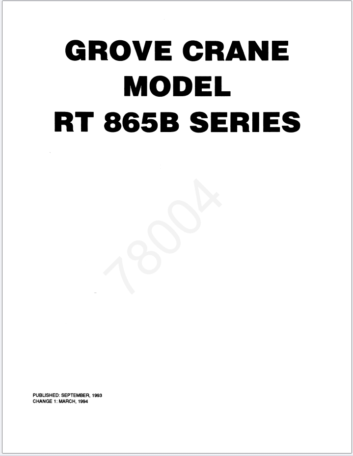 Grove RT865B Crane Schematic, Operator, Parts and Service Manual
