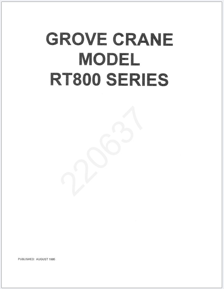 Grove RT880 Crane Schematic, Operator, Parts and Service Manual