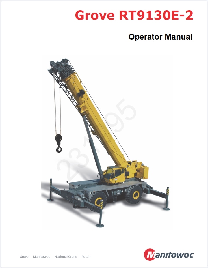 Grove RT9130E-2 Crane Schematic, Operator, Parts and Service Manual