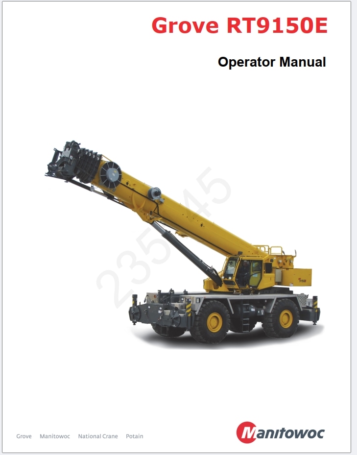 Grove RT9150E Crane Schematic, Operator, Parts and Service Manual