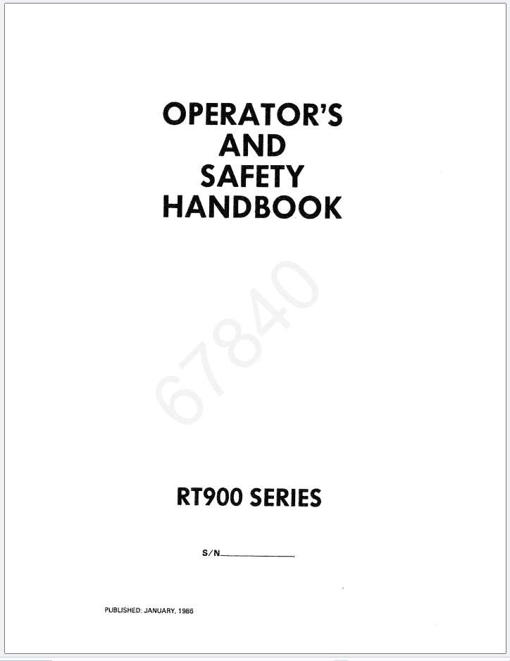 Grove RT990 Crane Schematic, Operator, Parts and Service Manual