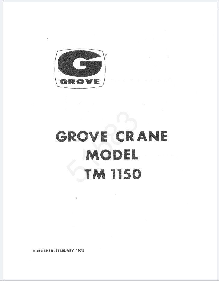 Grove TM1150 Crane Schematic, Operator, Parts and Service Manual