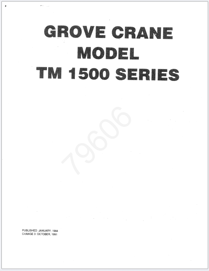 Grove TM1500 Crane Schematic, Operator, Parts and Service Manual