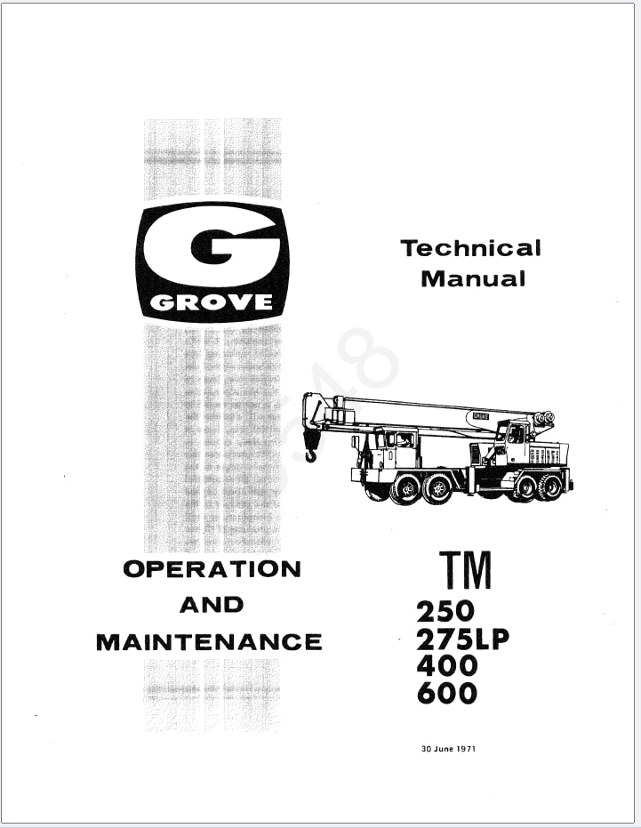 Grove TM650T Crane Schematic, Parts and Operator Maintenance Manual