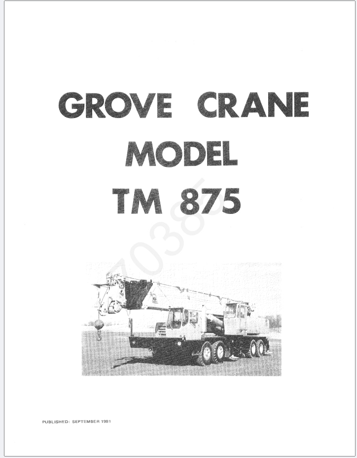Grove TM890 Crane Schematic, Operator, Parts and Service Manual