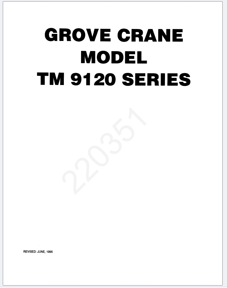 Grove TM9120 Crane Schematic, Operator, Parts and Service Manual
