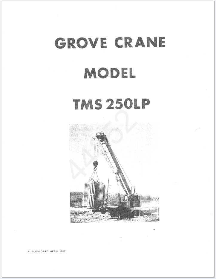 Grove TMS145 Crane Schematic, Operator, Parts and Service Manual