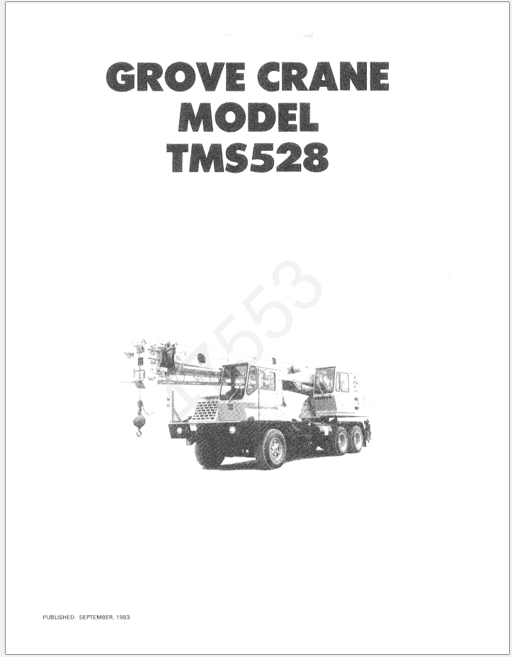 Grove TMS475 Crane Schematic, Operator, Parts and Service Manual