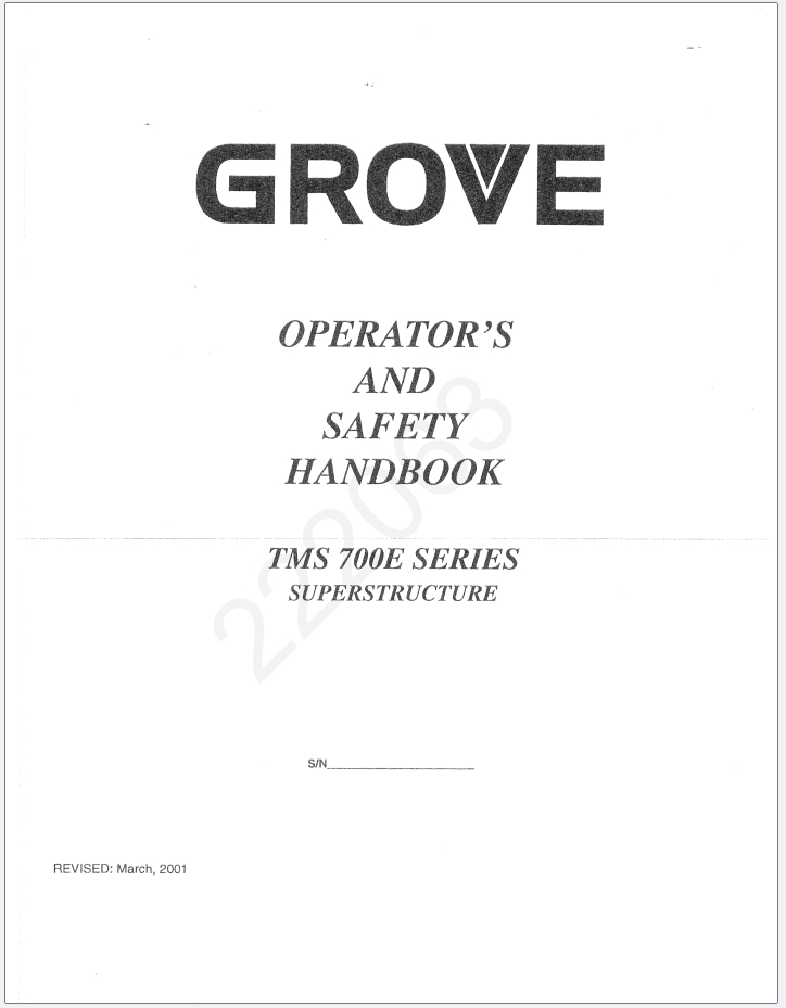 Grove TMS760E Crane Schematic, Operator, Parts and Service Manual