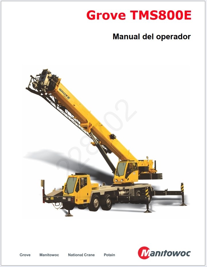 Grove TMS800E Crane Schematic, Operator, Parts and Service Manual