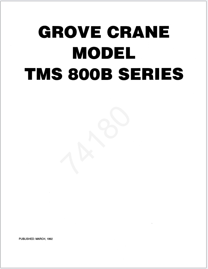 Grove TMS875B Crane Schematic, Operator, Parts and Service Manual