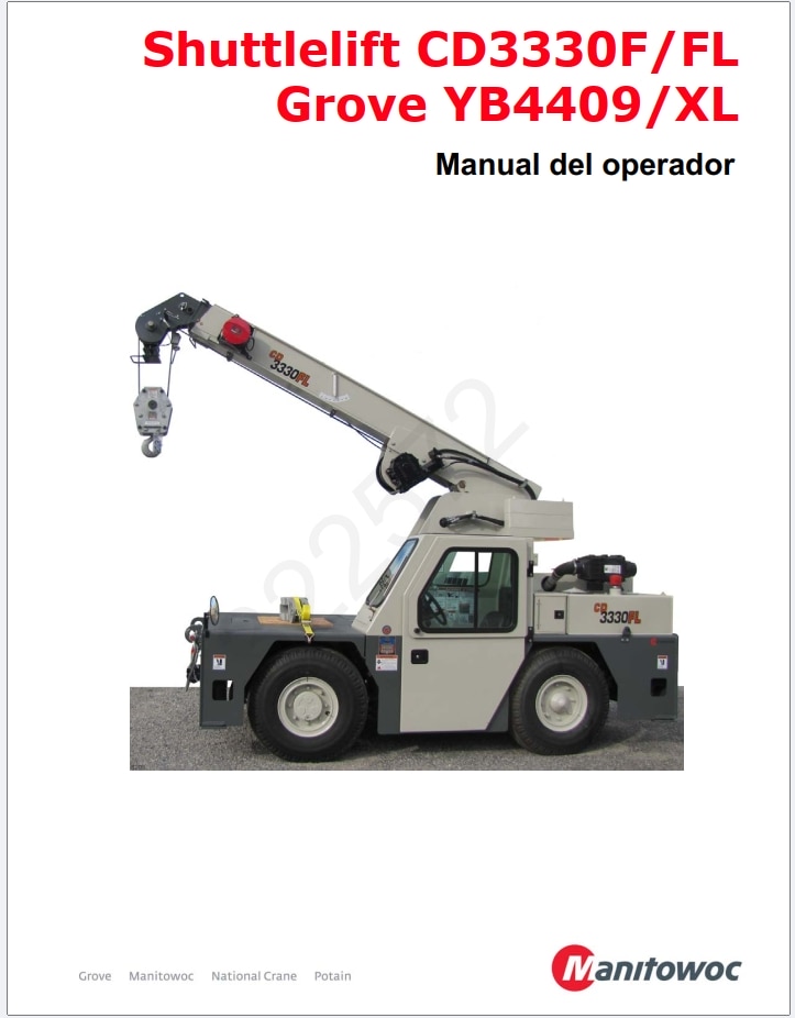 Grove YB4409 Crane Schematic, Operator, Parts and Service Manual