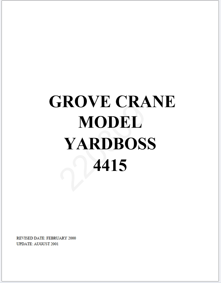 Grove YB4415 Crane Schematic, Operator, Parts and Service Manual