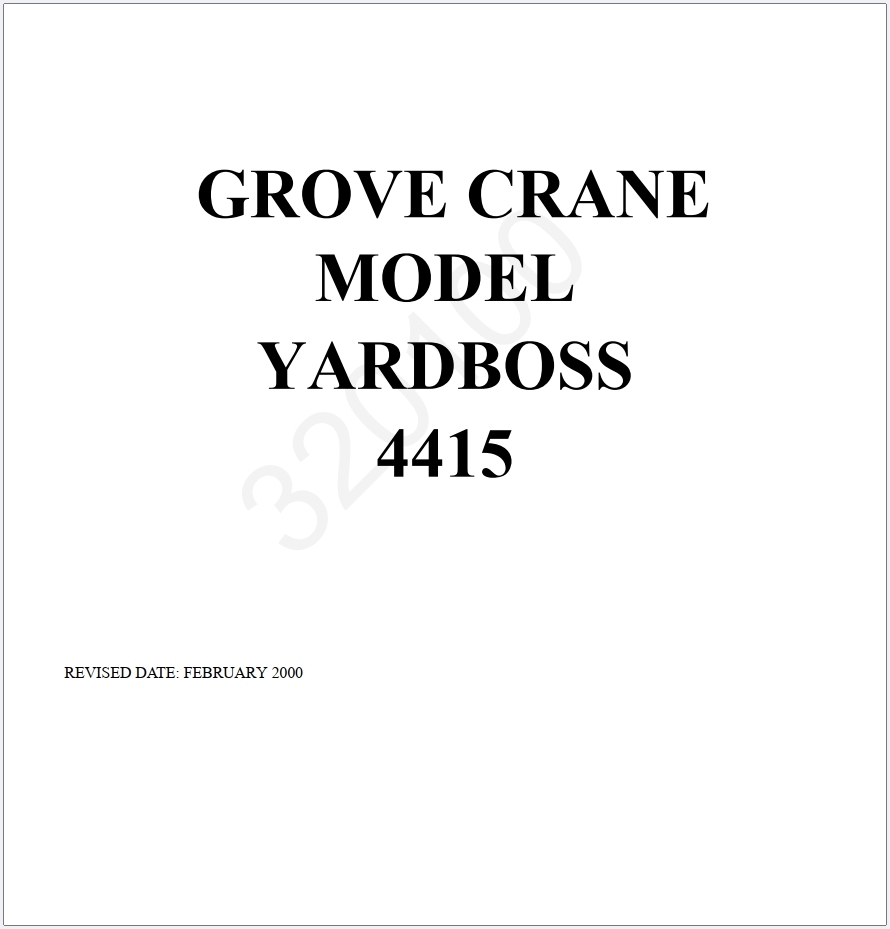 Grove YB4415XT Crane Schematic, Operator, Parts and Service Manual