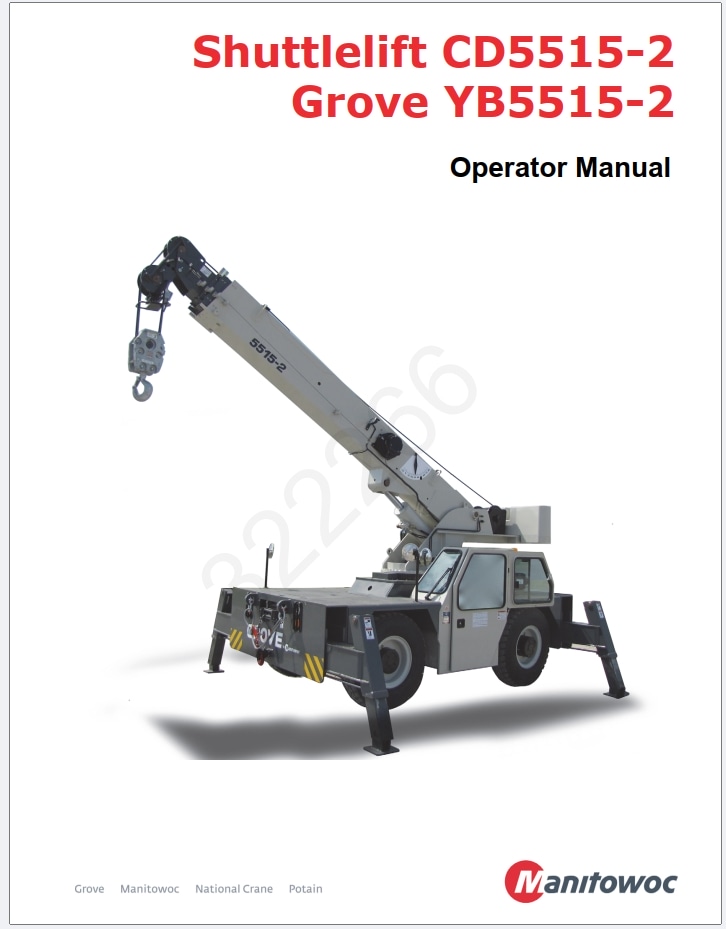 Grove YB5515-2 Crane Schematic, Operator, Parts and Service Manual