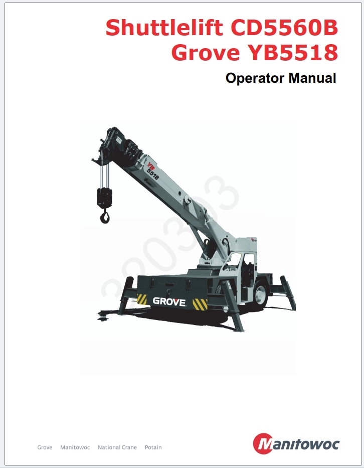 Grove YB5518 Crane Schematic, Operator, Parts and Service Manual