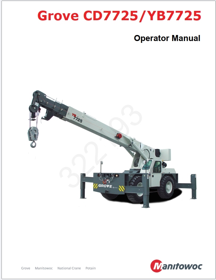 Grove YB7725 Crane Schematic, Operator, Parts and Service Manual