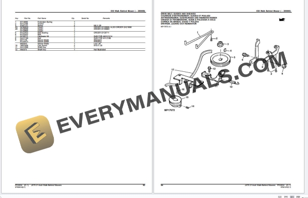 John Deere JX75 21INCH WALKBEHIND MOWERS Parts Catalog PC2634 15JUN22 PDF