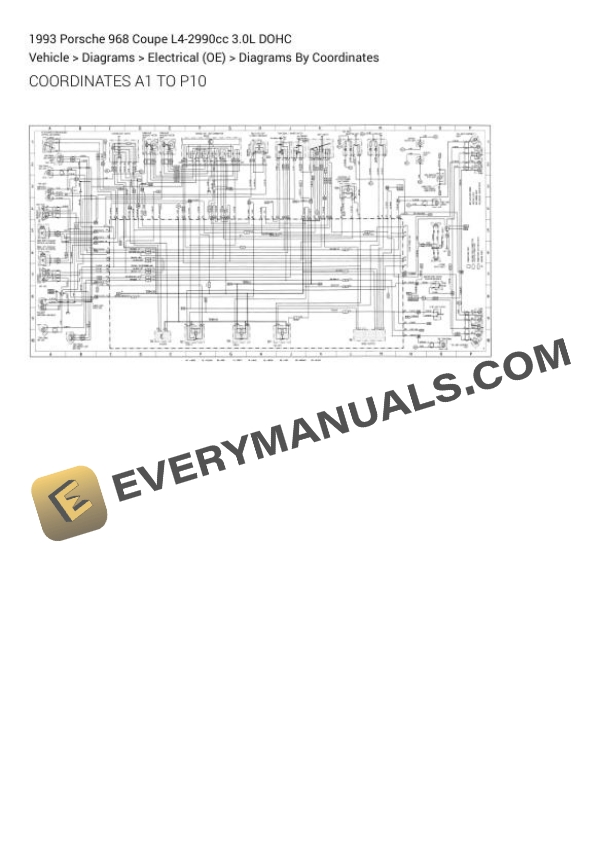 Porsche 968 Coupe 1993 Wiring Diagrams L4-2990cc 3.0L DOHC