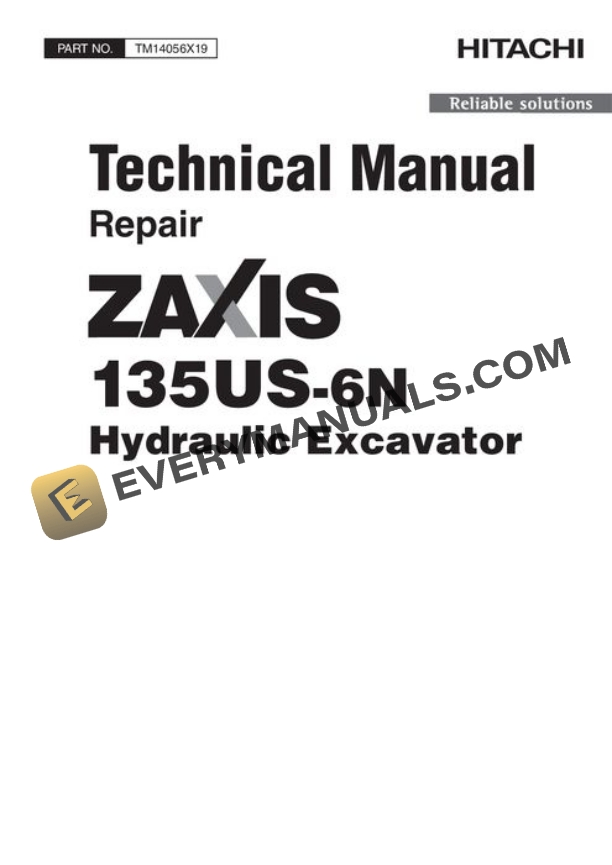 Hitachi ZAXIS135US6N Excavator Repair Manual TM14056X19