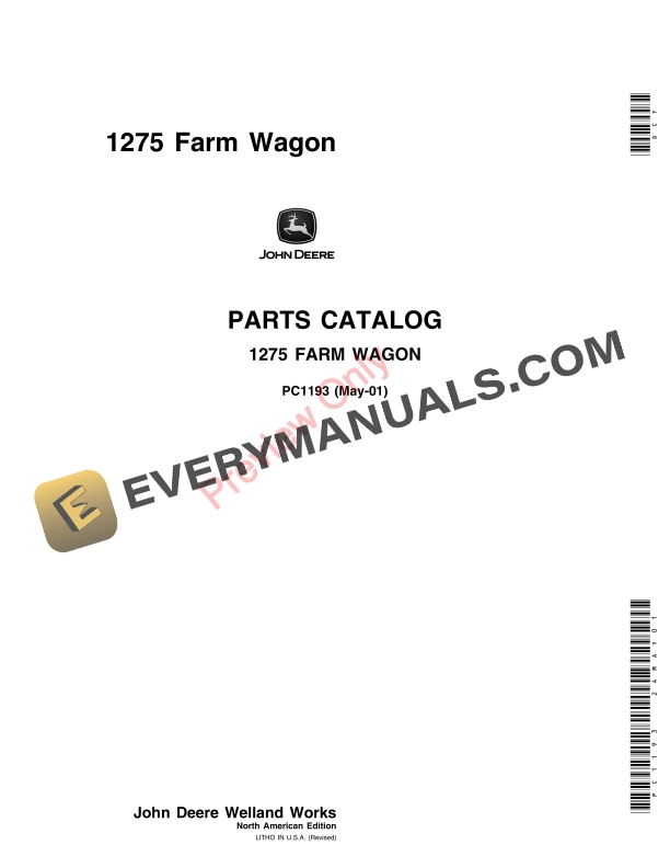 John Deere 1275 Farm Wagon Parts Catalog PC1193 02JUN11