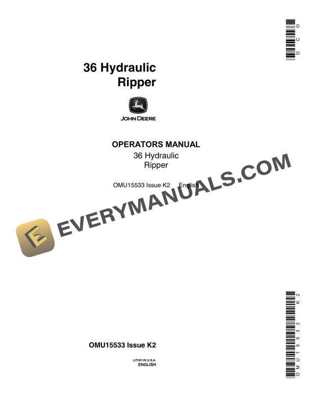 B03 Ripper Operator John Deere 36 Hydraulic Ripper Operator Manual OMU15533