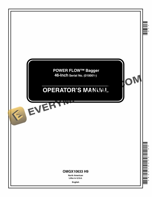 John Deere 46-Inch Power Flow Bagger Operator Manual OMGX10633