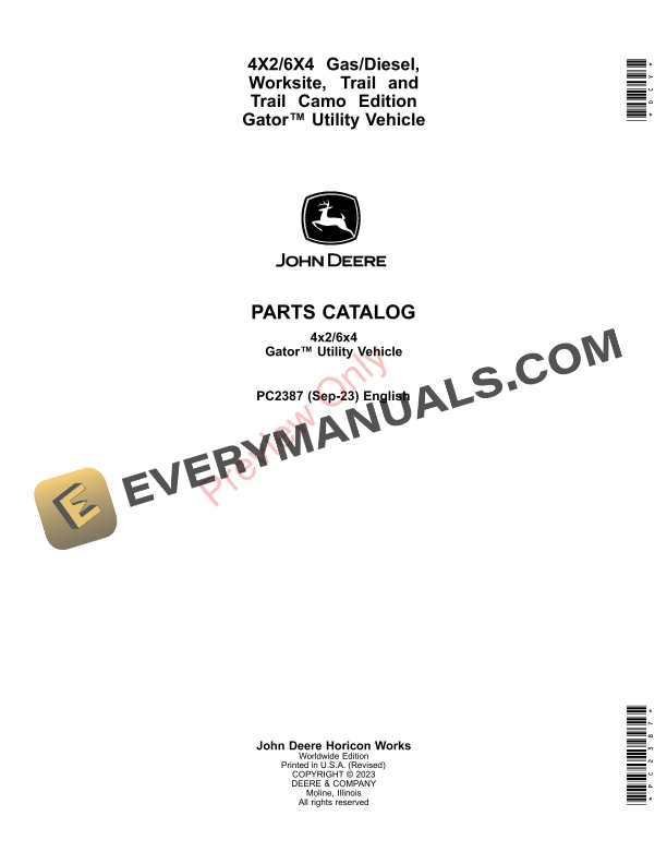 John Deere 4X26X4 Gator, Diesel Gator, Worksite, Trail Gator and Trail