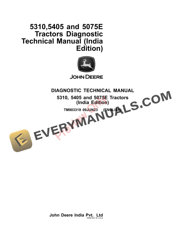 John Deere 5310,5405 and 5075E Tractors Diagnostic Technical Manual