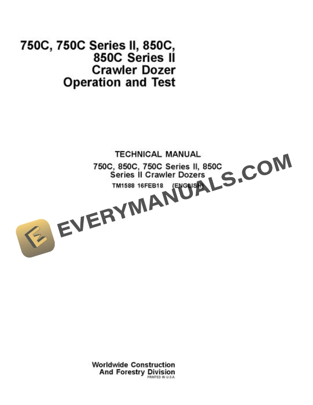 John Deere 750C, 850C Crawler Dozer Diagnostic Operation and Test ...