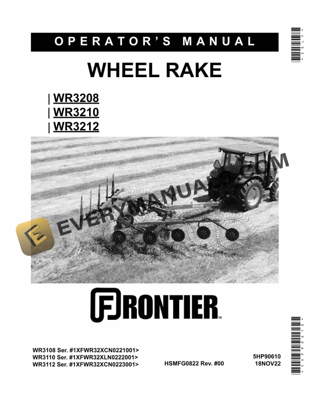 John Deere Frontier WR3208, WR3210, WR3212 Wheel Rake Operator Manual ...