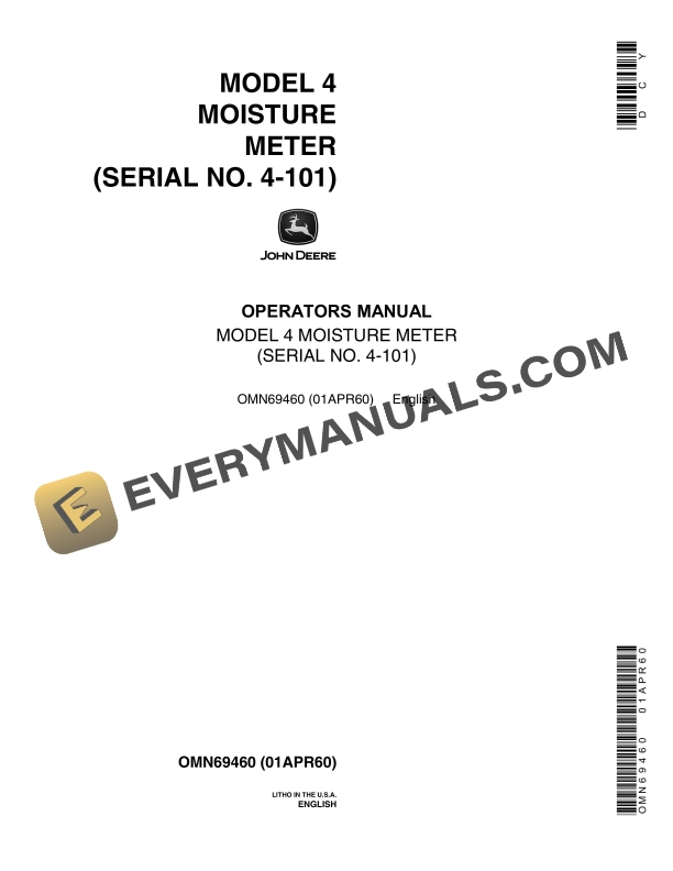 John Deere MODEL 4 MOISTURE METER Operator Manual OMN69460