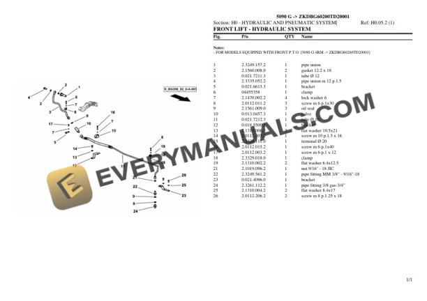 Deutz-Fahr 5090 G (ZKDBG60200TD20001) Tractor Parts Catalog PDF