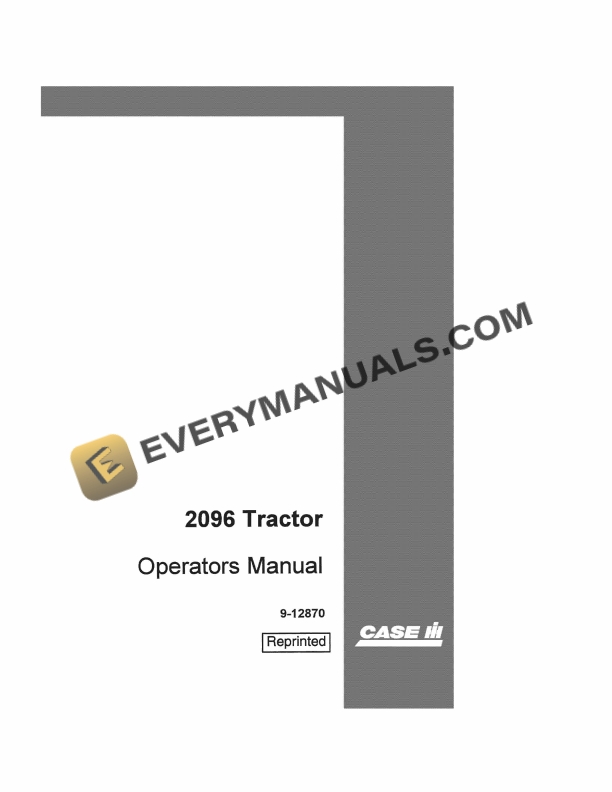 Case Builder Operator Case 2096 Tractor Operator Manual 9-12870 PDF